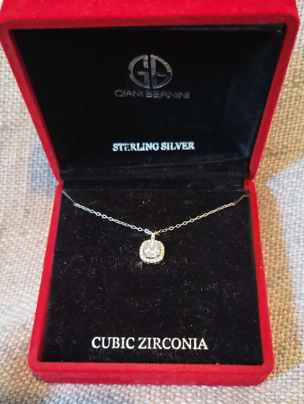 Giani Bernini Sterling Silver Necklace with Clear Cubic Zirconia Pendant